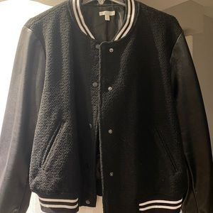 Bomber jacket with leather sleeves size Large